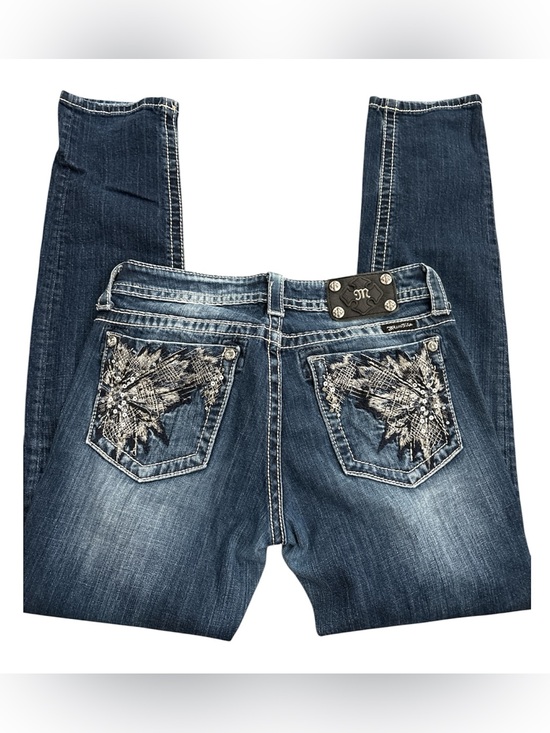 Miss Me Denim - Miss Me Embellished Black Back Pocket Skinny Jeans Size 30